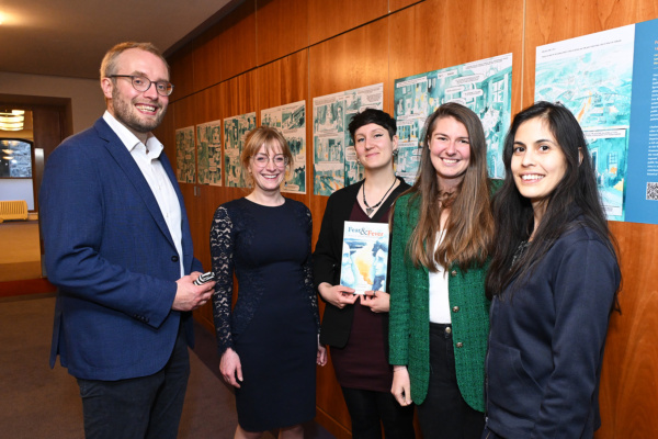 The Typhoidland team with artist Clare Foley, illustrator of graphic novel Fear & Fever, 13th June. Picture Credit: Bobby Studio.